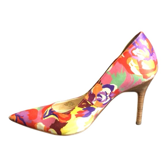 Marc Fisher Shoes - Marc Fisher Red and Pink Heels with Floral Design